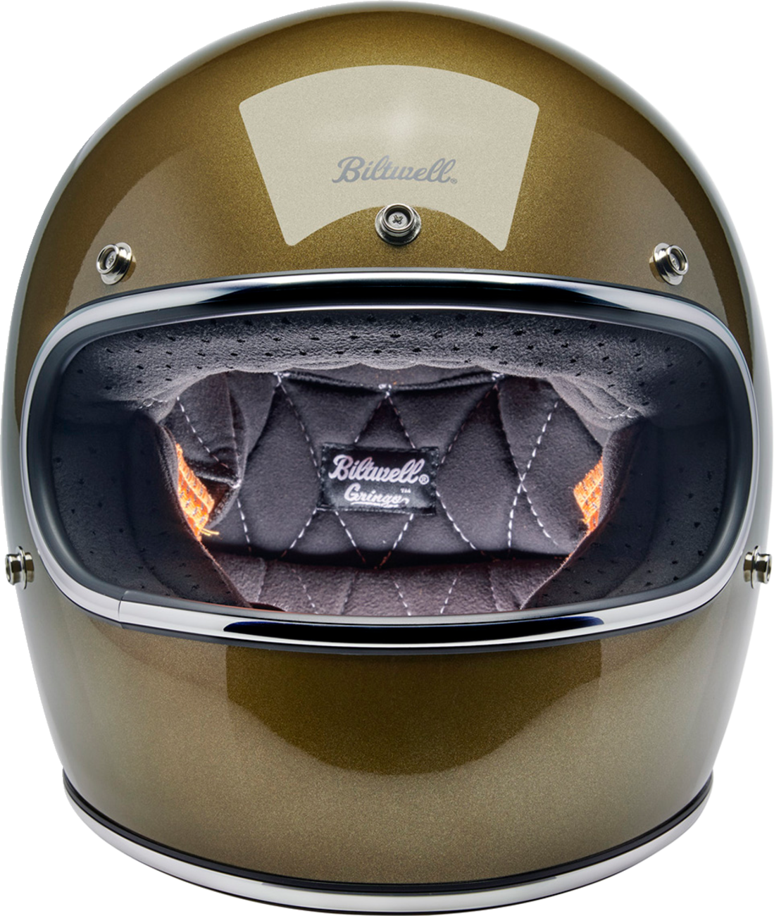 BILTWELL Gringo helmet in ugly gold finish, medium size, with a sleek design and matte surface, designed for motorcycle safety.