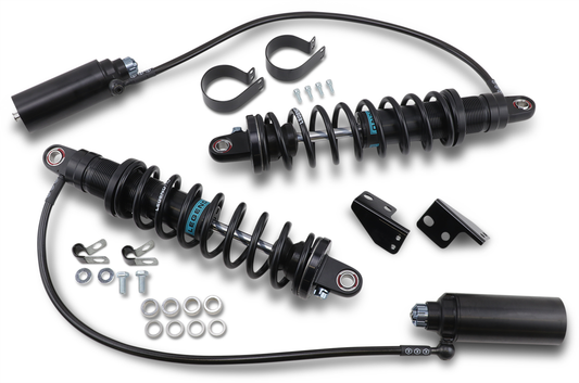 Legend Suspension Revo ARC remote reservoir shocks for motorcycles, 14-inch black suspension components with part number 1310-1880