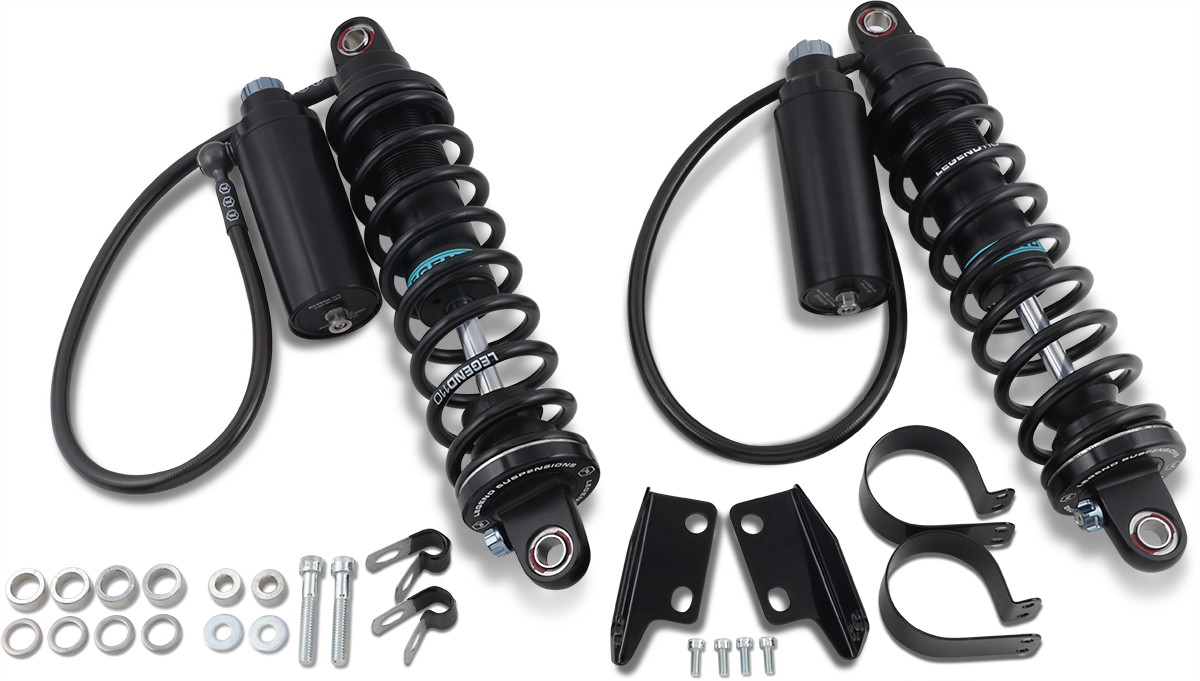 Legend Suspension Revo ARC remote reservoir shocks, 13-inch black suspension shocks, for off-road vehicle upgrade.