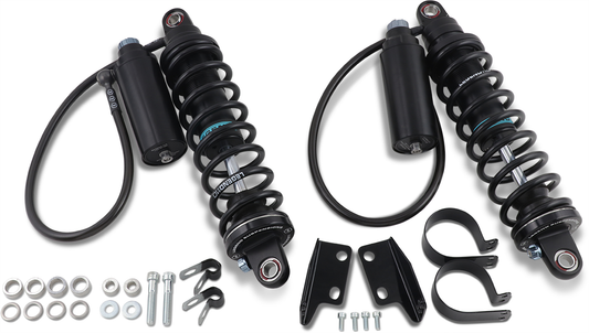 Legend Suspension Revo ARC remote reservoir shocks, 13-inch black suspension shocks, for off-road vehicle upgrade.
