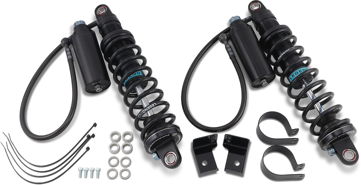 Legend Suspension Revo ARC remote reservoir shocks, 14-inch black suspension shocks with adjustable ARC remote, part 1310-1884.
