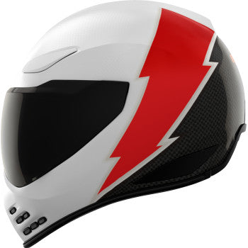 ICON Domain™ Helmet Slabtown White Medium for motorcycle riding, featuring a sleek white design and secure helmet fit.