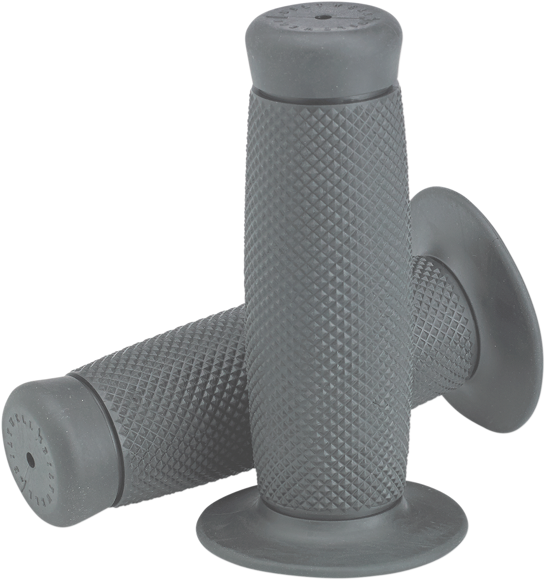 Gray 1-inch BILT WELL Renegade grips for motorcycles, featuring textured rubber surface and ergonomic design.