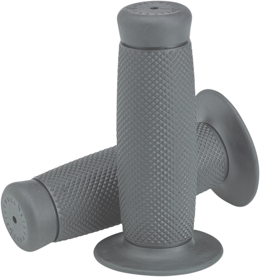 Gray 1-inch BILT WELL Renegade grips for motorcycles, featuring textured rubber surface and ergonomic design.