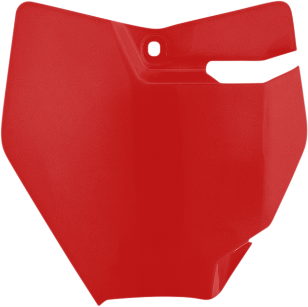 Acerbis red front number plate for motorcycle, body part with mounting holes and branding details visible.