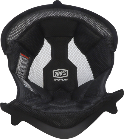 Bill's Exhausts 100% Status XL helmet liner part, close-up view showing foam padding and fitting details.