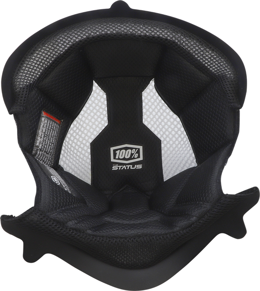 Bill's Exhausts 100% Status XL helmet liner part, close-up view showing foam padding and fitting details.