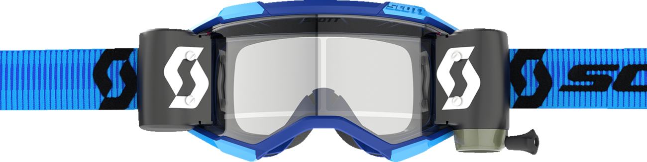 Scott Fury WFS Goggle in blue and black with clear lens, designed for motocross and off-road riding.