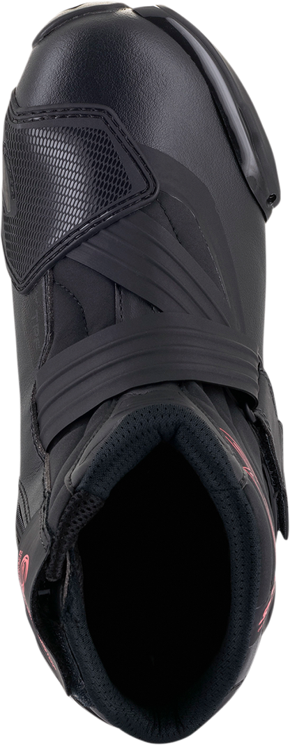 Alpinestars Stella SMX-1R V2 motorcycle boots in black and pink, US 11.5, EU 44, with protective features and sturdy construction.
