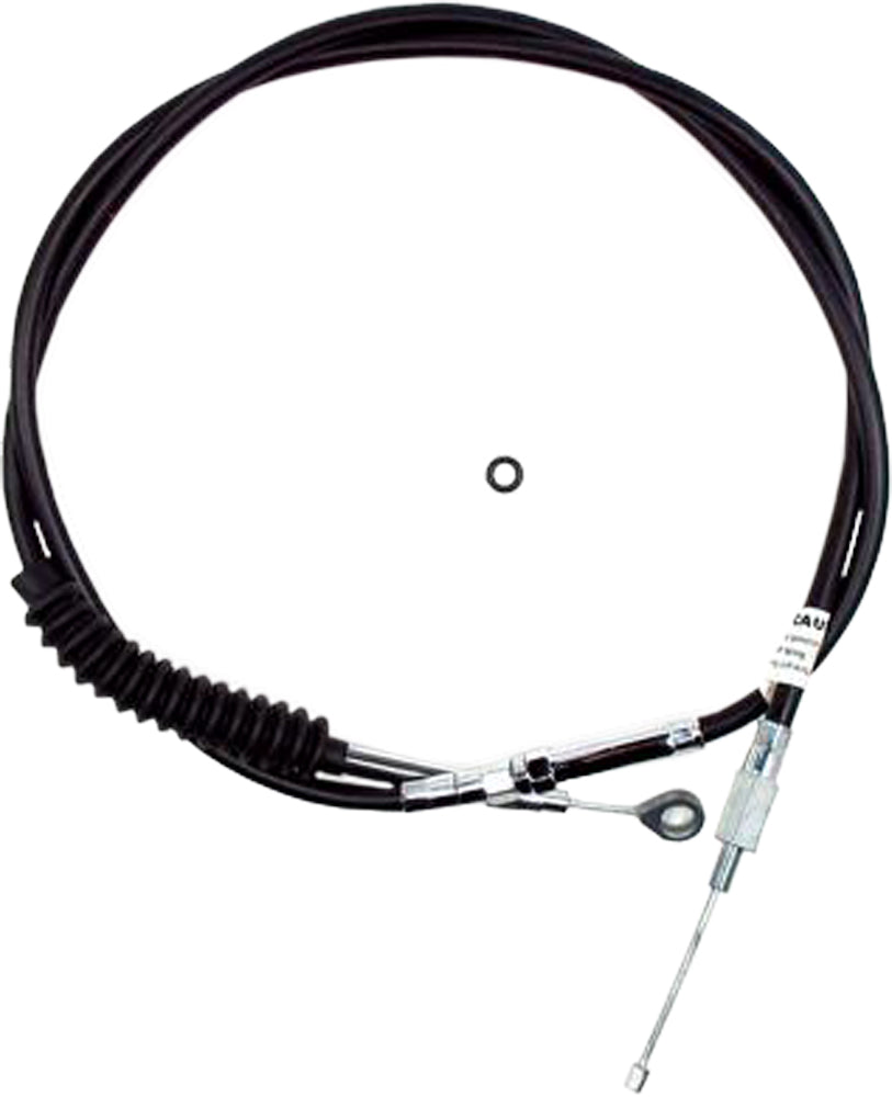 Motion Pro black vinyl clutch LW cable, durable motorcycle clutch cable part #06-0379, with visible black vinyl coating and metal fittings.