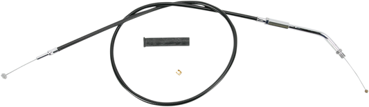 Black vinyl throttle cable with chrome fittings and nylon liner, 31-3/4 inches long from DRAG SPECIALTIES.