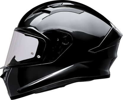 Black Z1R Talon solid full face motorcycle helmet in large size, featuring a sleek design and secure chin strap.