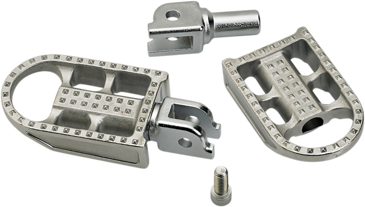 Bill's Exhausts BILTWELL Mushman footpegs in raw polished finish, motorcycle footpegs designed for durability and style.