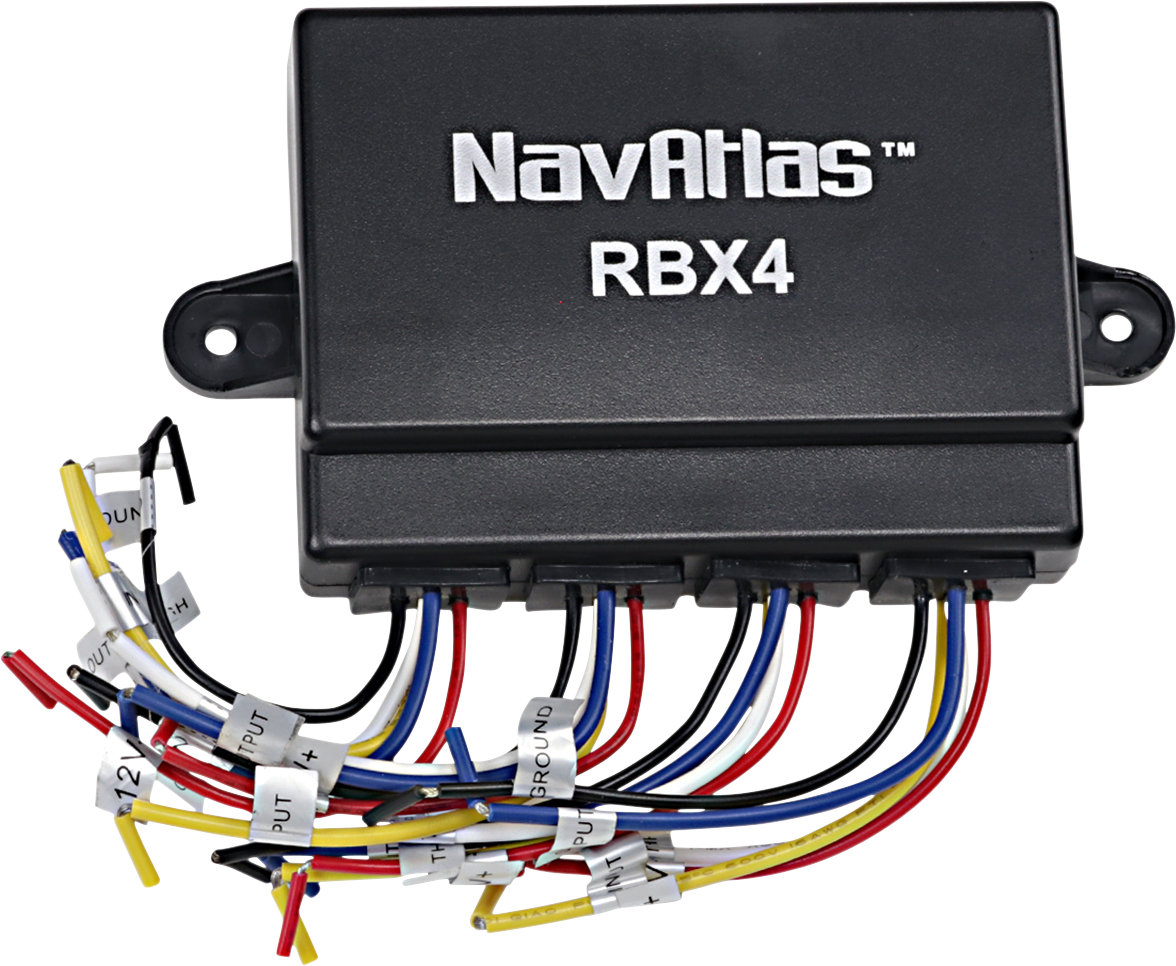 Bill's Exhausts NAVATLAS Relay Box RBX4 with four engine relays, compact black box for automotive electrical control.