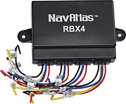 Bill's Exhausts NAVATLAS Relay Box RBX4 with four engine relays, compact black box for automotive electrical control.