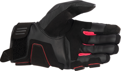 Alpinestars women Stella Phenom gloves in black and diva pink, XS size, showing the sleek motorcycle glove design.