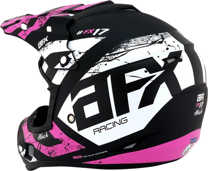 Matte black and fuchsia AFX FX-17 Attack helmet, large size, with sleek design and ventilation visible in the image.