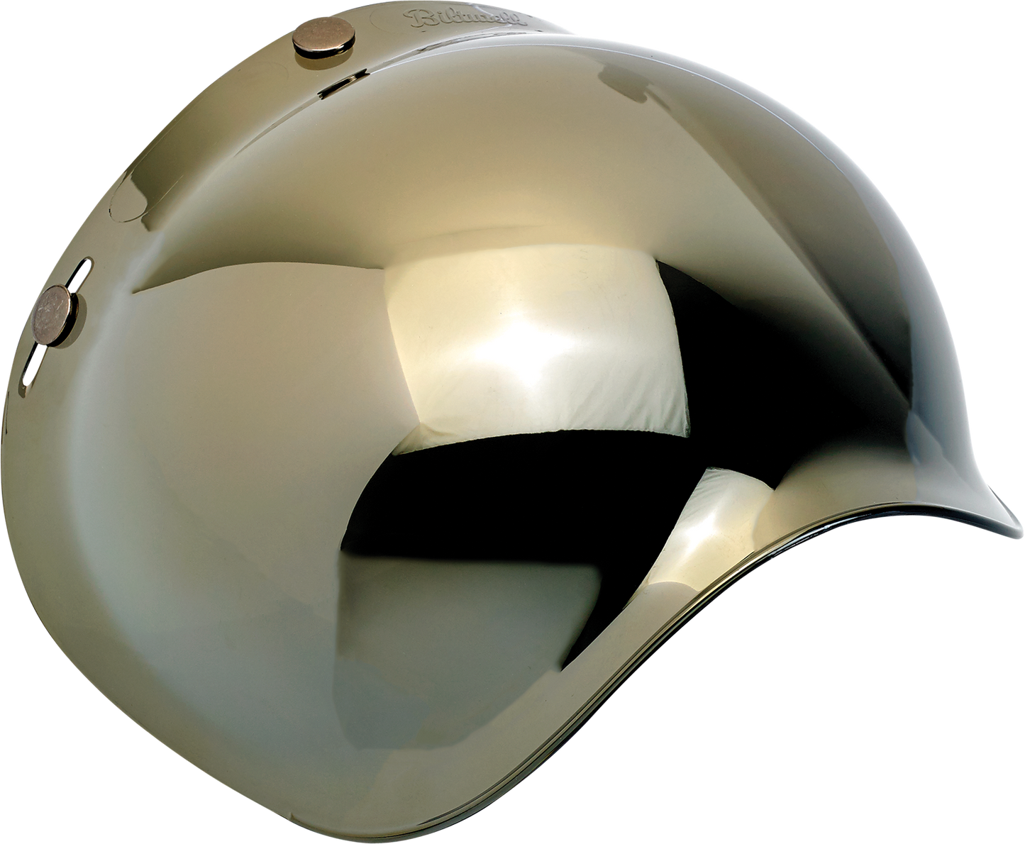 Gold mirror BILTWELL Bubble Shield helmet part for 2001-222 models, featuring a reflective gold finish and clear visor.