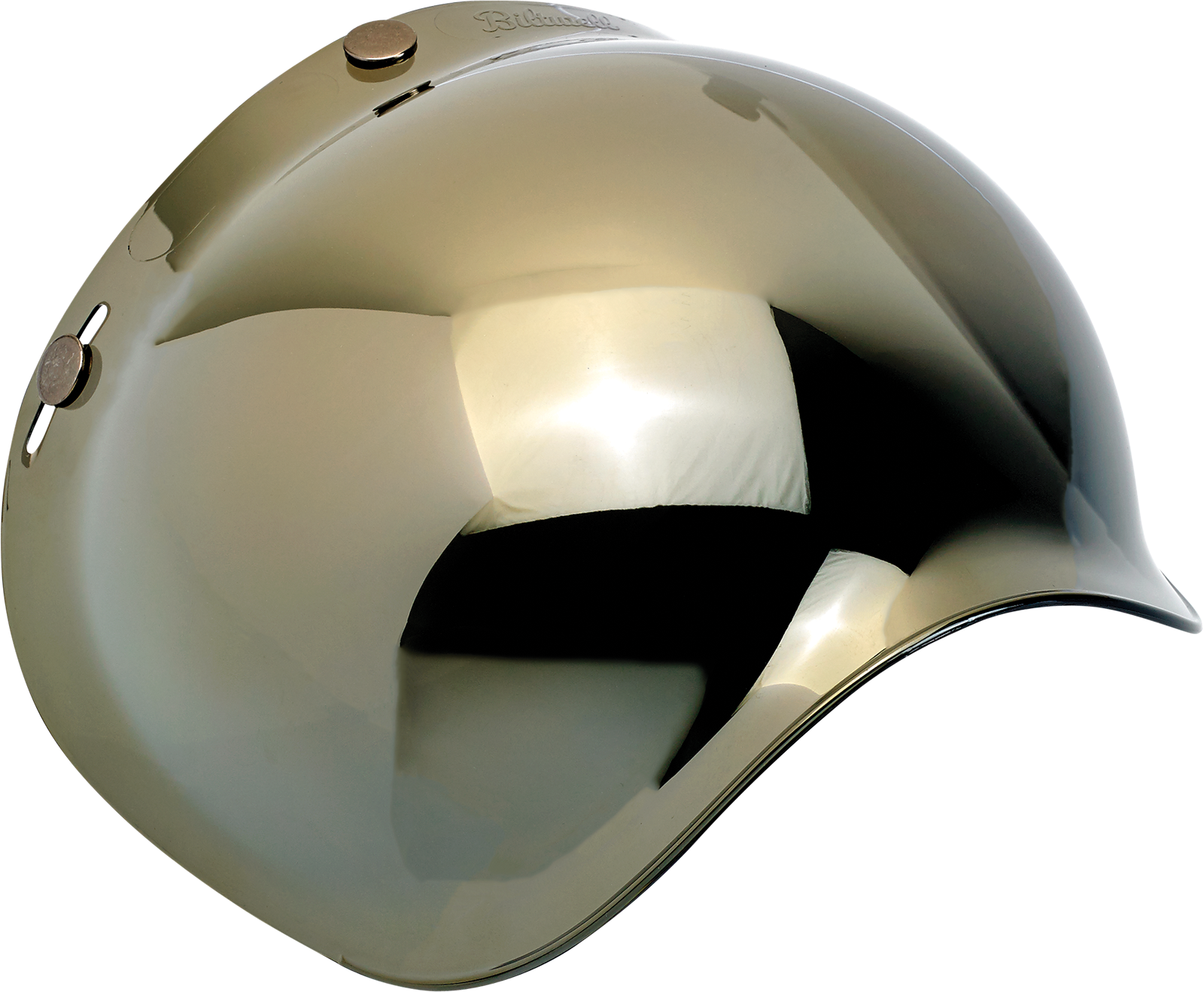 Gold mirror BILTWELL Bubble Shield helmet part for 2001-222 models, featuring a reflective gold finish and clear visor.