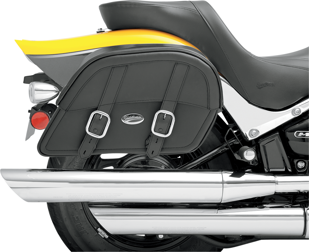 Bill's Exhausts SADDLEMEN Custom Fit Drifter Saddlebag, large seat with detailed stitching and durable leather construction.