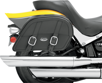 Bill's Exhausts SADDLEMEN Custom Fit Drifter Saddlebag, large seat with detailed stitching and durable leather construction.