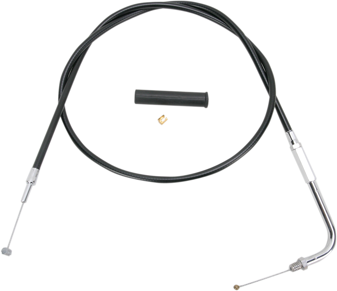 Black vinyl 36-inch throttle cable from DRAG SPECIALTIES, featuring metal ends and flexible construction for motorcycle control.