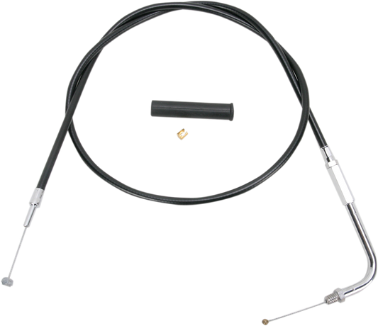Black vinyl 36-inch throttle cable from DRAG SPECIALTIES, featuring metal ends and flexible construction for motorcycle control.