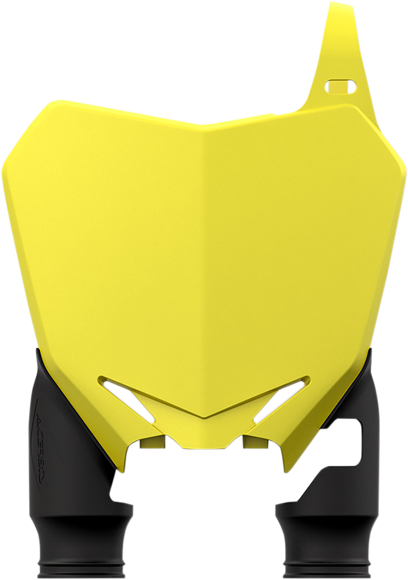 Acerbis Raptor number plate in yellow and black, motorcycle body accessory with bold design for off-road bikes.