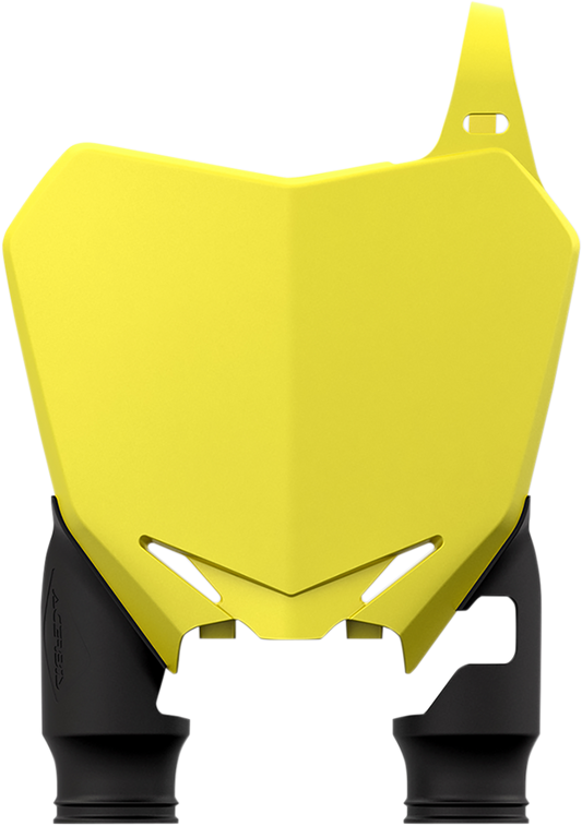 Acerbis Raptor number plate in yellow and black, motorcycle body accessory with bold design for off-road bikes.
