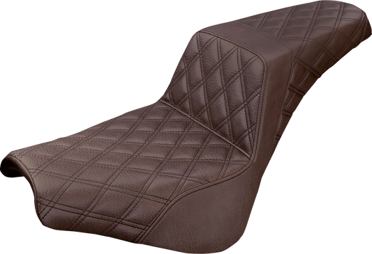 SADDLEMEN Step-Up Seat - Full Lattice Stitch - Brown 818-30-175BR - Howling Moto
