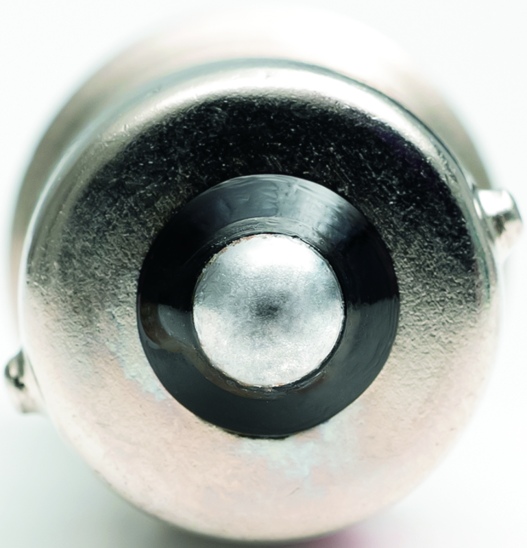 Kuryakyn LED Bulb 1156 Amber for powersports vehicles, showing the bright amber LED light in a close-up image.