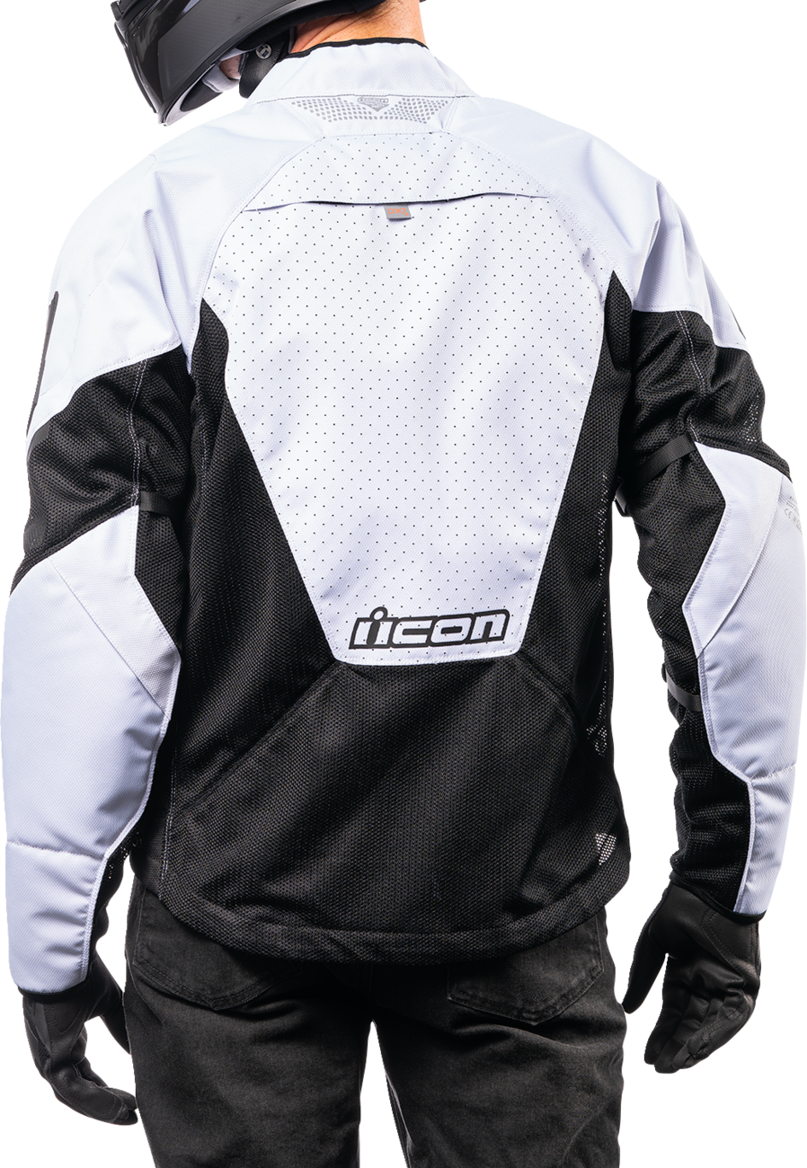 Bill's Exhausts ICON Mesh AF™ Jacket in black and white, XL size, featuring a stylish mesh design and lightweight construction.