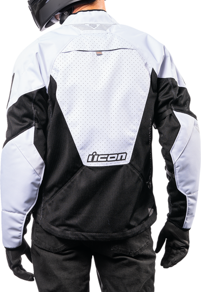 Bill's Exhausts ICON Mesh AF™ Jacket in black and white, XL size, featuring a stylish mesh design and lightweight construction.