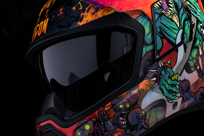 Red ICON Airflite™ MIPS helmet in medium size with aerodynamic design and branding details visible.