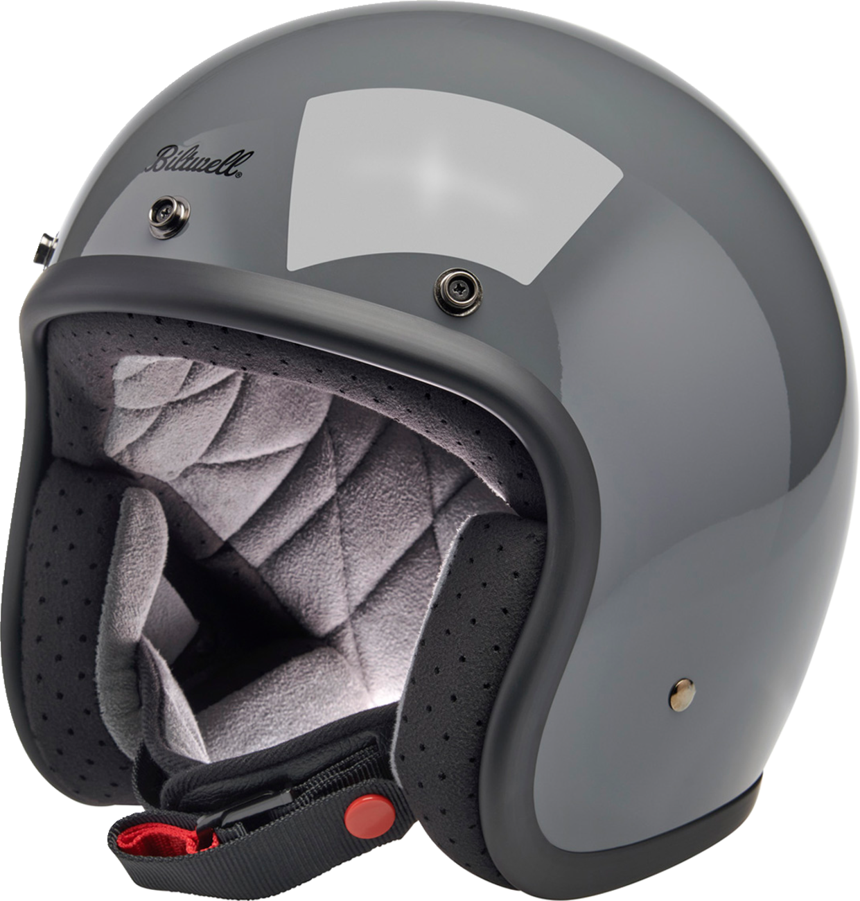 BILTWELL Bonanza helmet in gloss storm gray, small size, featuring a sleek motorcycle helmet design with a matte finish.