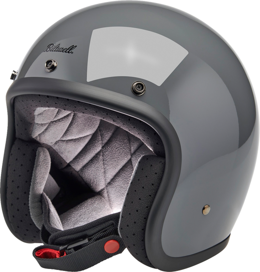 Biltwell Bonanza helmet in gloss storm gray, medium size, with a smooth, shiny finish and classic motorcycle helmet design.