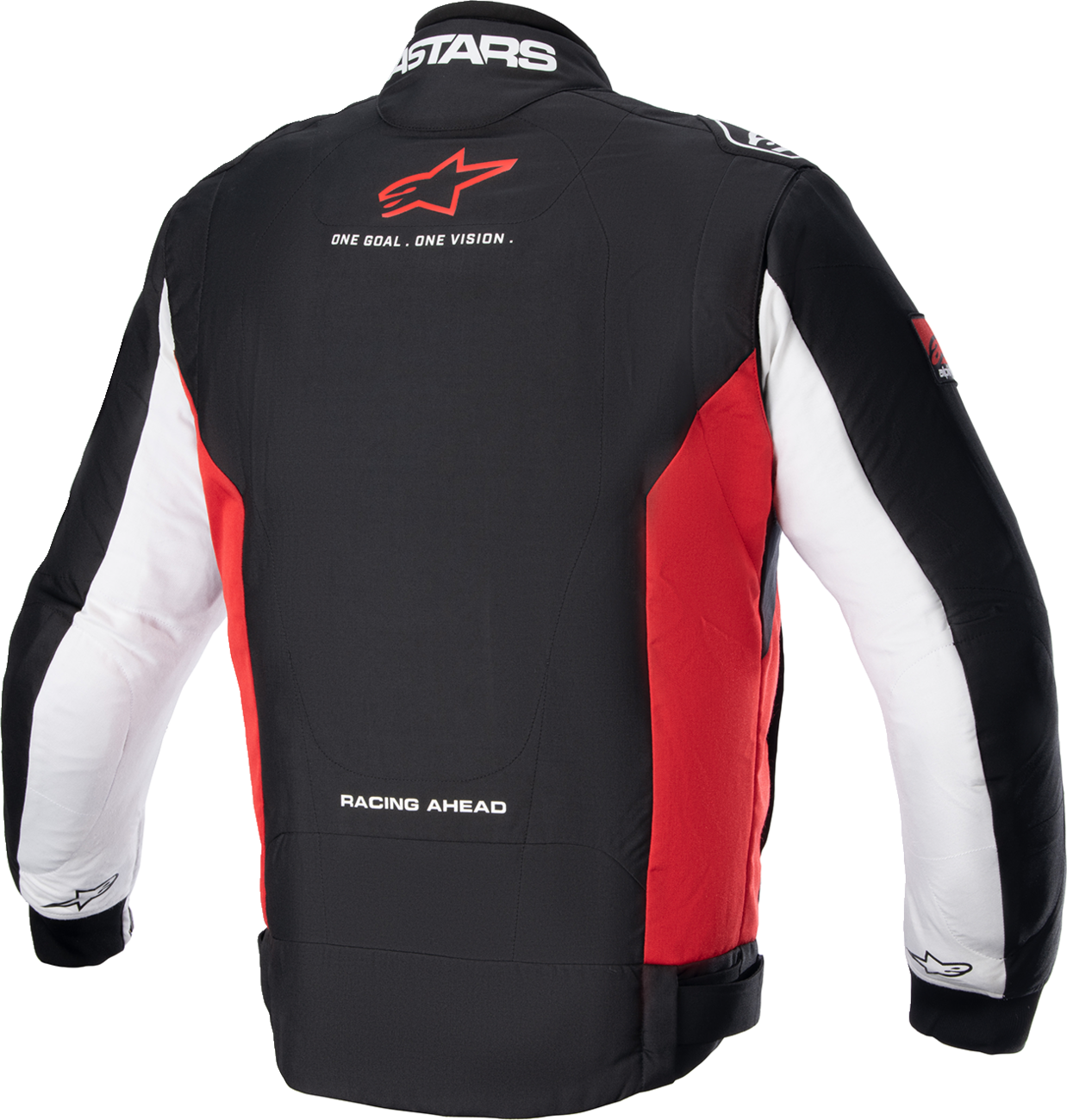 Alpinestars Monza Sport Jacket in black, red, and white, 3XL size, shown on a mannequin, featuring sporty design and branding.
