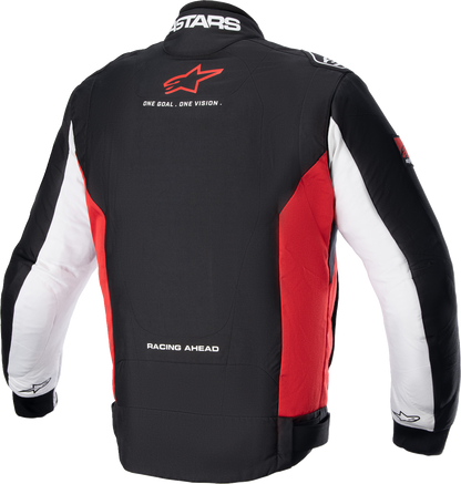 Alpinestars Monza Sport Jacket in black, red, and white, 3XL size, shown on a mannequin, featuring sporty design and branding.