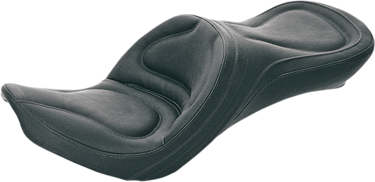 Bill's Exhausts SADDLEMEN Explorer seat for FX/FL '58-'84 without driver backrest, showcasing the sleek motorcycle seat design.