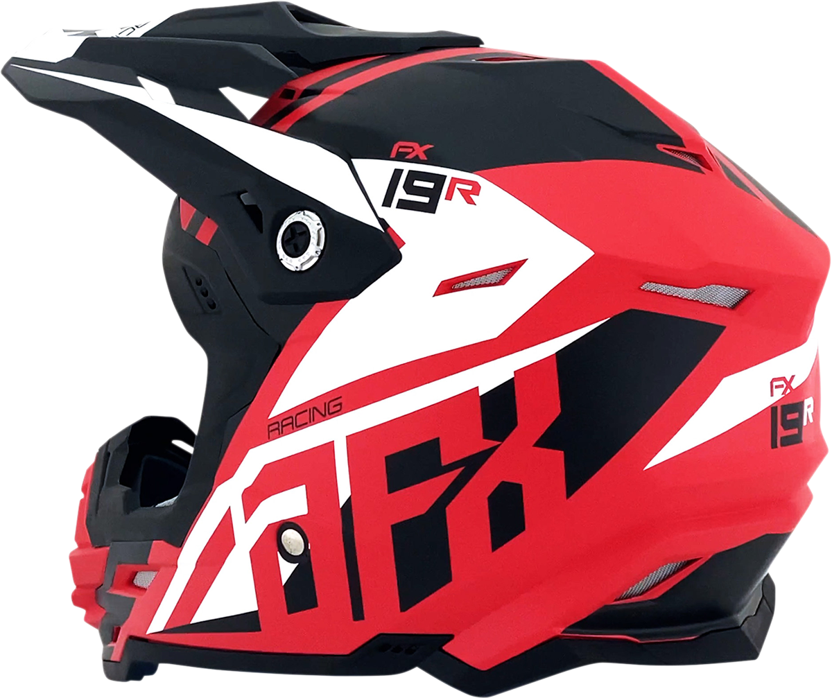Matte red AFX FX-19R racing helmet in medium size, featuring aerodynamic design and safety features.