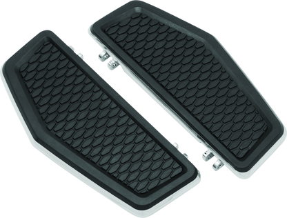 Kuryakyn Hex Driver Floorboards for Harley-Davidson Touring and Softail bikes, showing the black metal footrest surfaces.