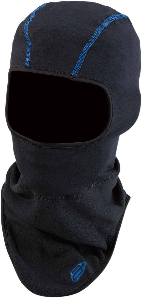 Bill's Exhausts ARCTIVA Dri-Release Liner Guard balaclava in black and blue, lightweight and breathable for outdoor activities.