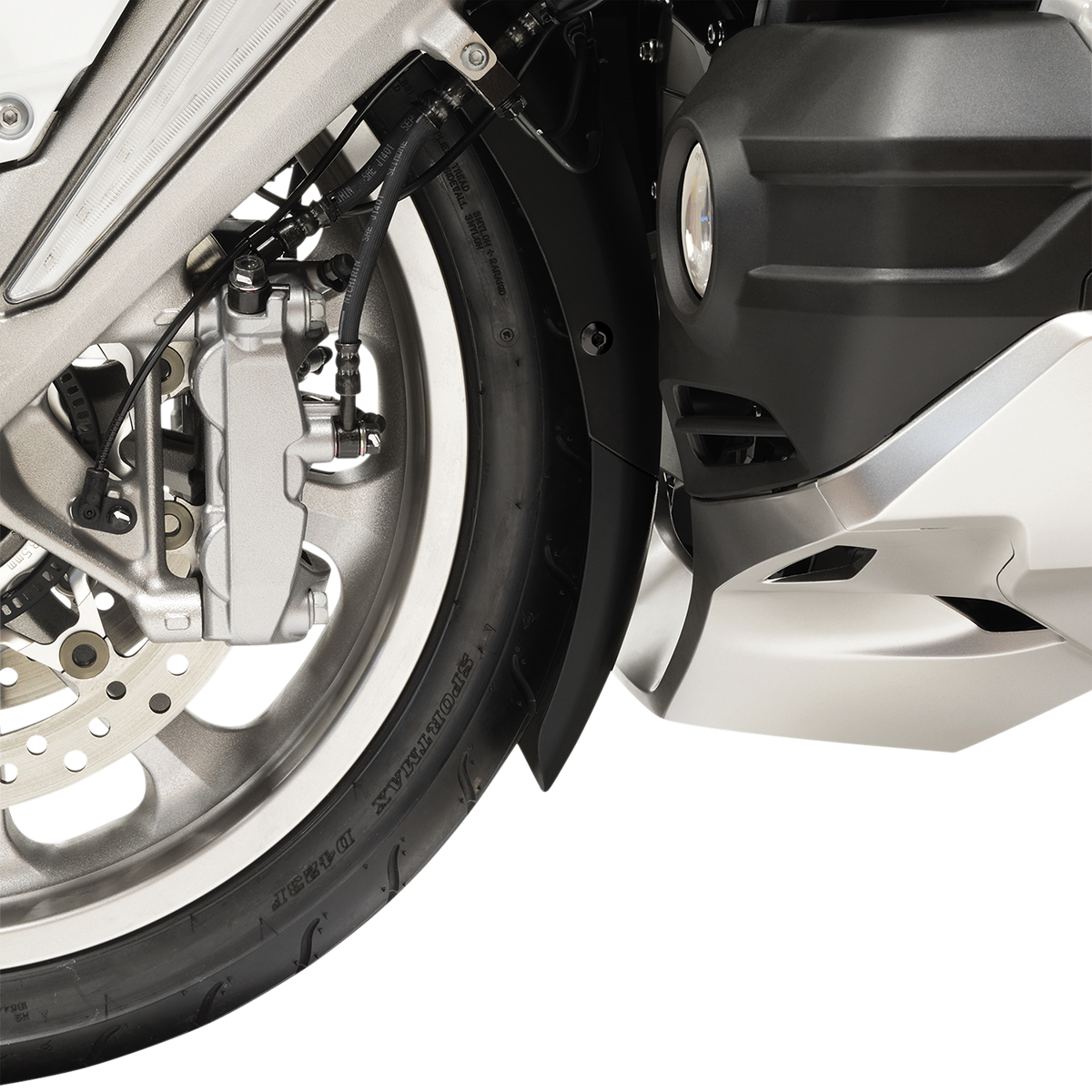 Chrome front fender extension for engine by Bill's Exhausts, shown with reflective chrome finish and mounting details.