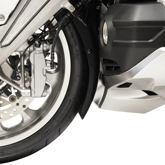 Chrome front fender extension for engine by Bill's Exhausts, shown with reflective chrome finish and mounting details.