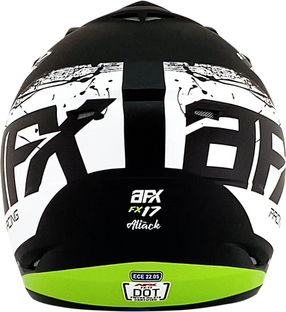 Bill's Exhausts AFX FX-17 Attack helmet in matte black and green, medium size, showcasing a sleek motorcycle helmet style.