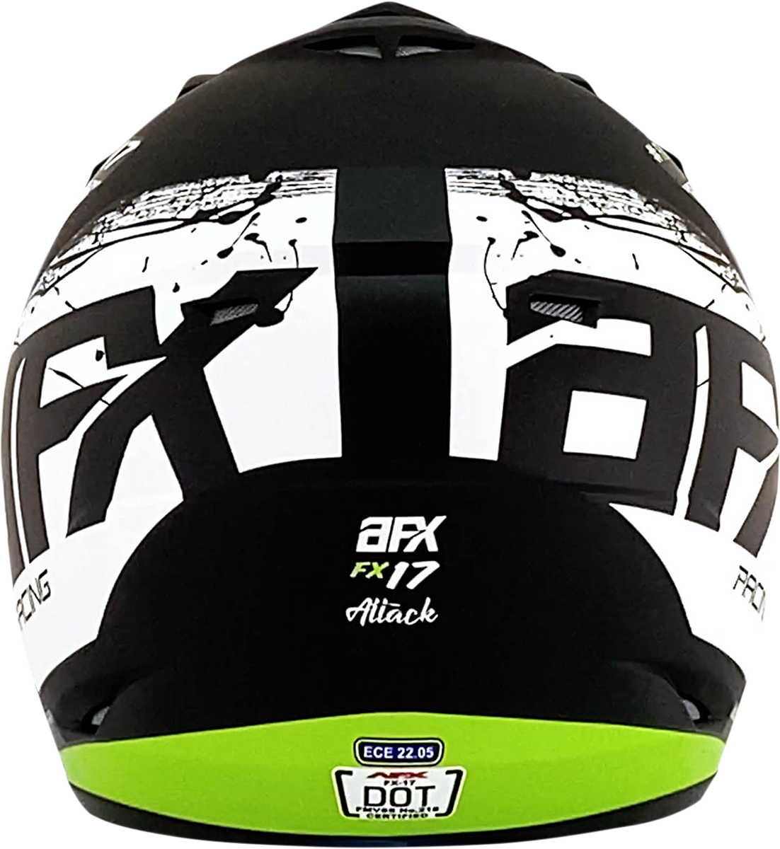 Bill's Exhausts AFX FX-17 helmet in matte black and green, large size, featuring a sleek motorcycle helmet design.