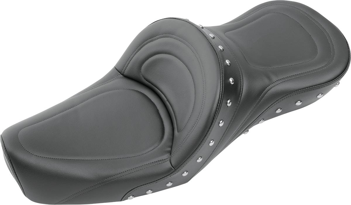 SADDLEMEN Explorer Special Seat XL for Harley-Davidson '86-'03 with leather cover and detailed stitching, designed for comfort.