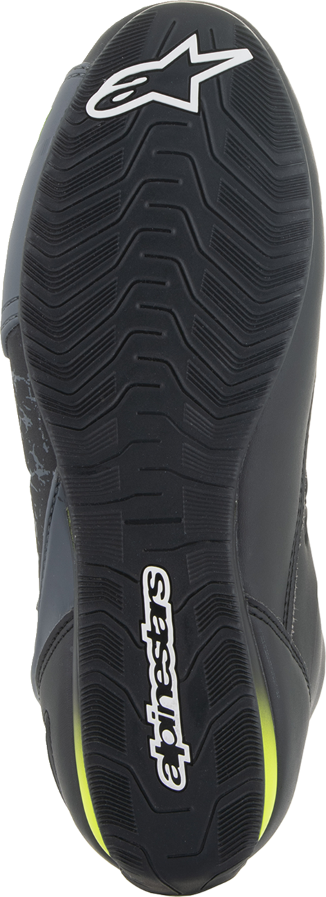 Alpinestars Faster-3 black and yellow motorcycle shoes in US size 13, featuring protective design and sporty style.