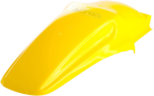 Yellow Acerbis rear fender for motorcycle, designed as a durable body component with brand logo visible.