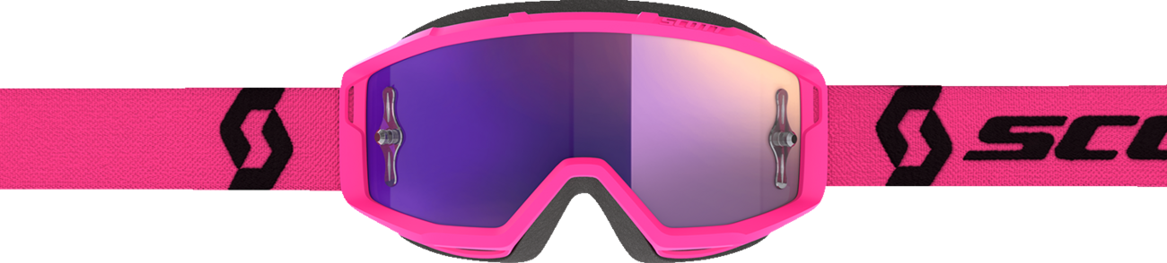 Scott Primal Goggle in pink and black with purple chrome lens, designed for motocross or off-road riding.